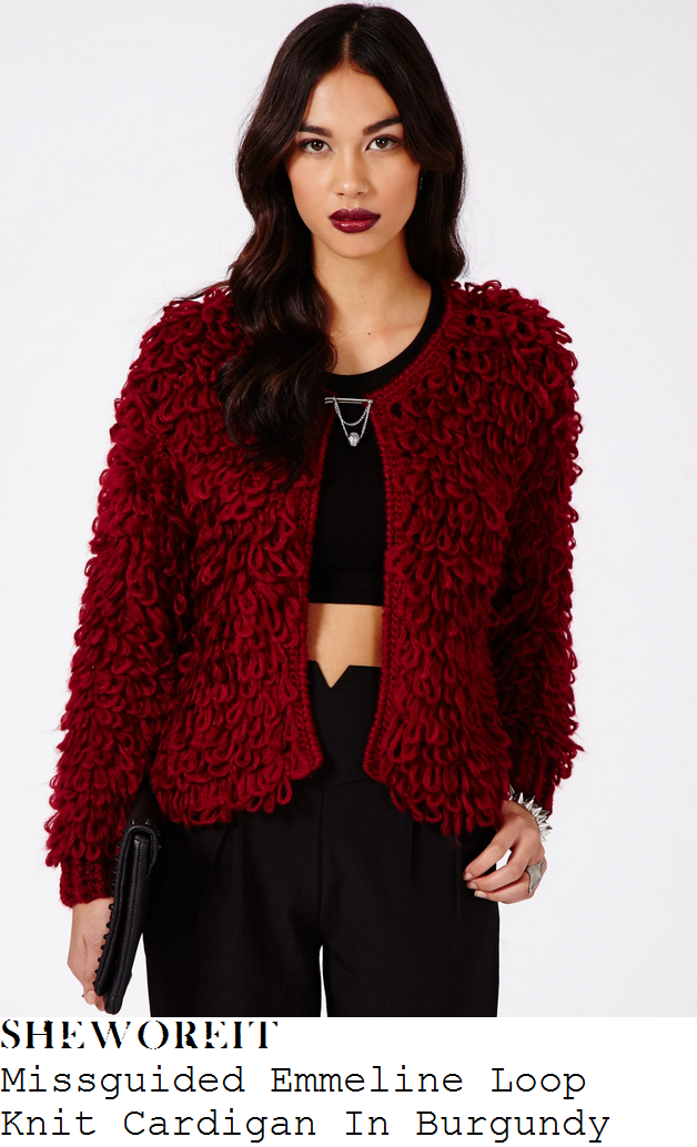 millie-mackintosh-burgundy-red-rust-loop-knit-cardigan-jacket
