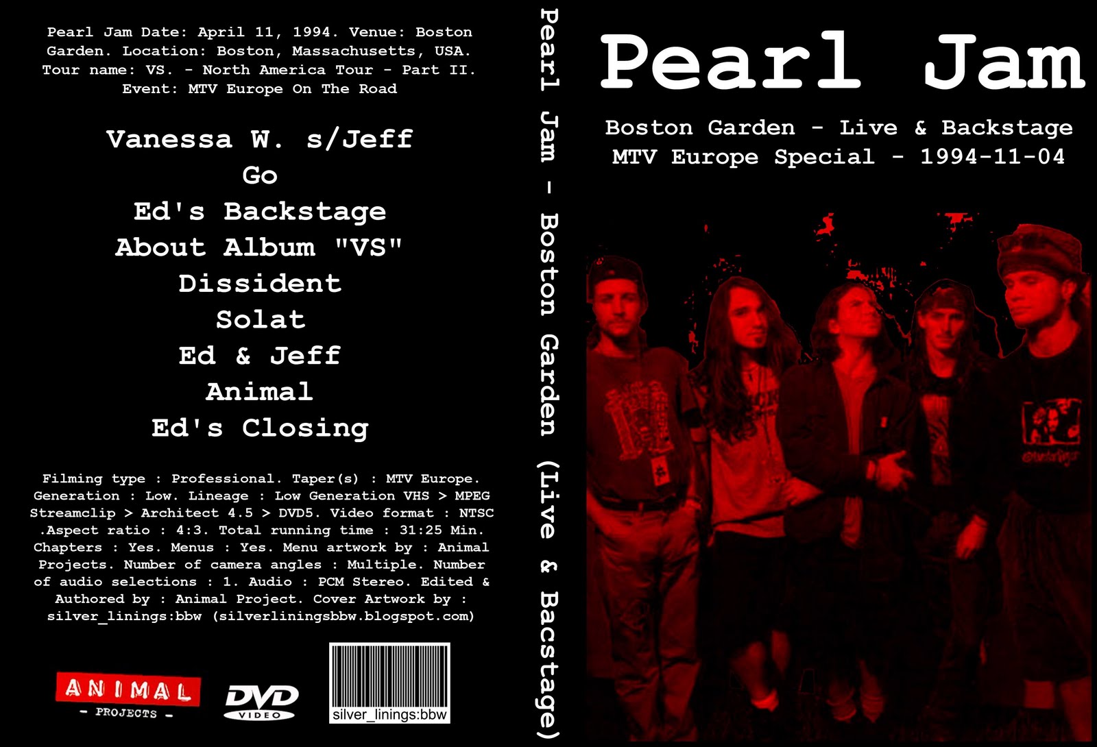 Silver Linings Bbw Pearl Jam Boston Garden Live Backstage