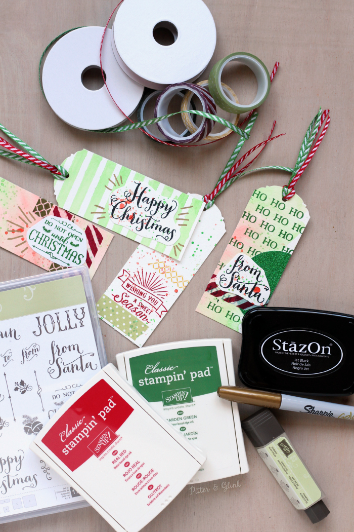Create beautiful Watercolor Gift Tags to add a handmade touch to store-bought gifts. www.pitterandglink.com