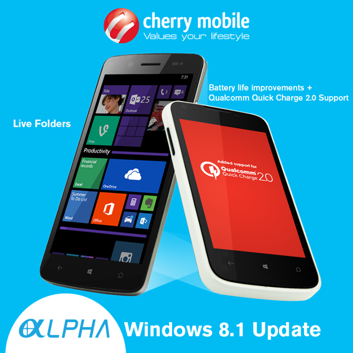 Cherry Mobile Alpha Luxe and Alpha Style Windows 8.1 Software Update Now Available! Cherry Mobile Alpha Luxe and Alpha Style Windows 8.1 Software Update