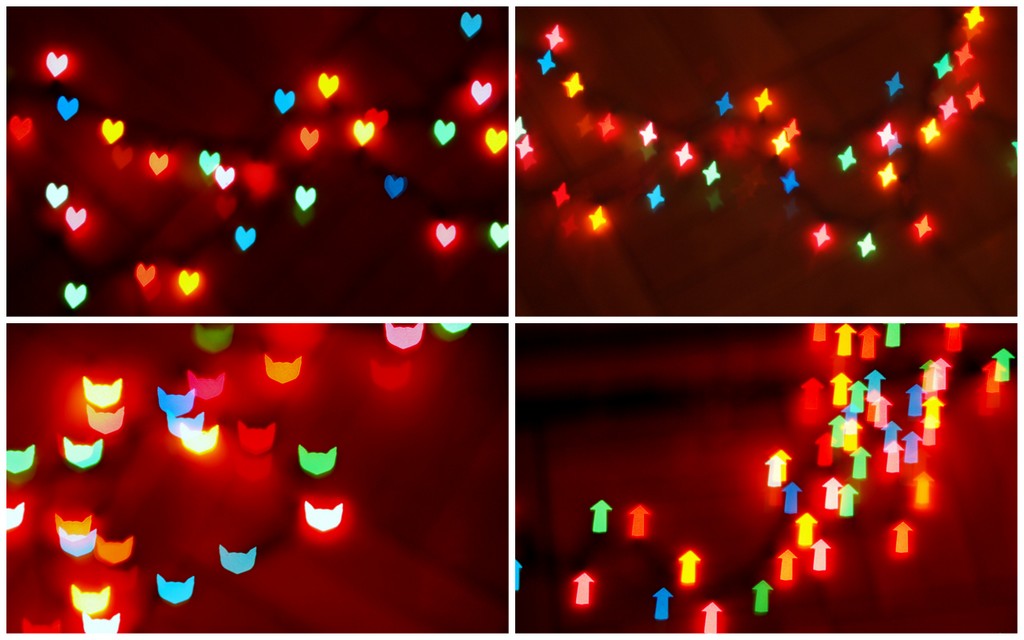 How to make heart (and other) shaped bokeh Christmas lights Pink