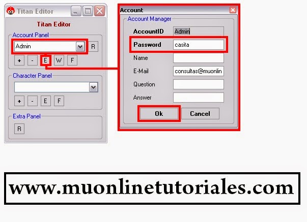 Modificando password de una cuenta