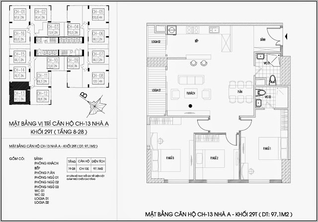 Mặt bằng căn hộ tòa A - 29 tầng, chung cư Imperia Garden Mặt bằng căn hộ tòa A - 29 tầng, chung cư Imperia Garden