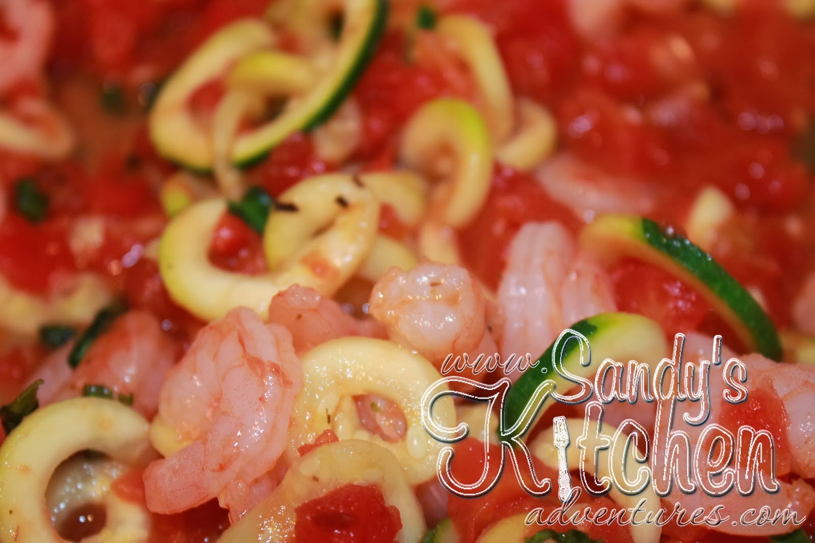 Spicy Tomato Shrimp with Zucchini Pasta Sandy's Kitchen
