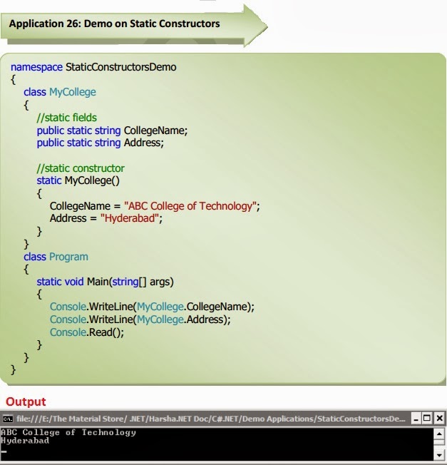 Microsoft Tutorials Static Class, Method, Constructor