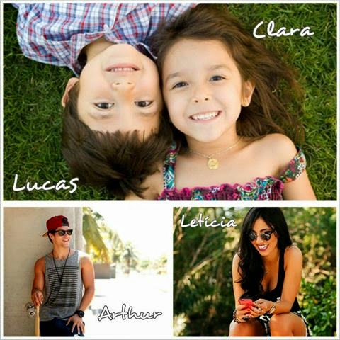 Arthur e Letícia, gêmeos Lucas e Clara