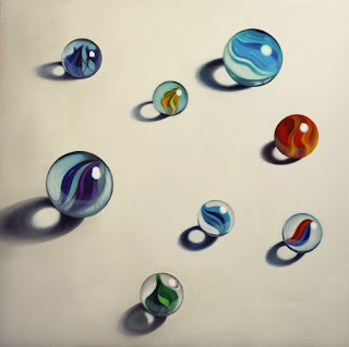 realistic painting of marbles by jeanne vadeboncoeur