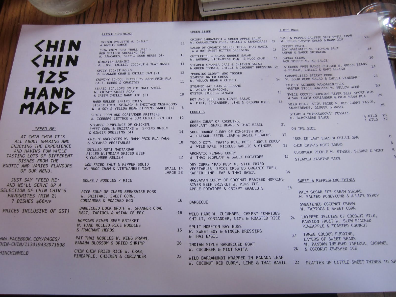 Chin Chin Restaurant Menu Chin Chin Restaurant Menu