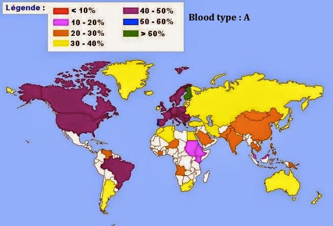 Distribution Of Blood Type In The World A B Ab O Vivid Maps