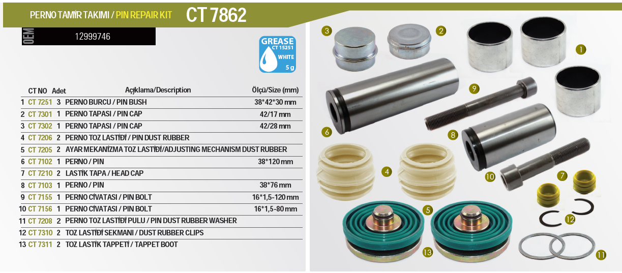 Continual Brake Caliper Repair Kits For Truck Bus and Van Wabco Type
