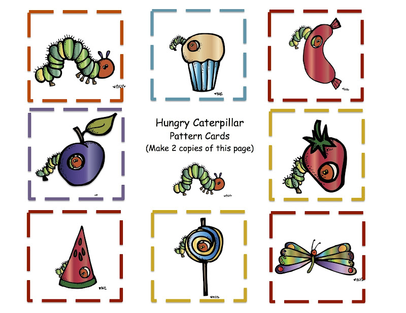 Free Hungry Caterpillar Pattern Cards title=