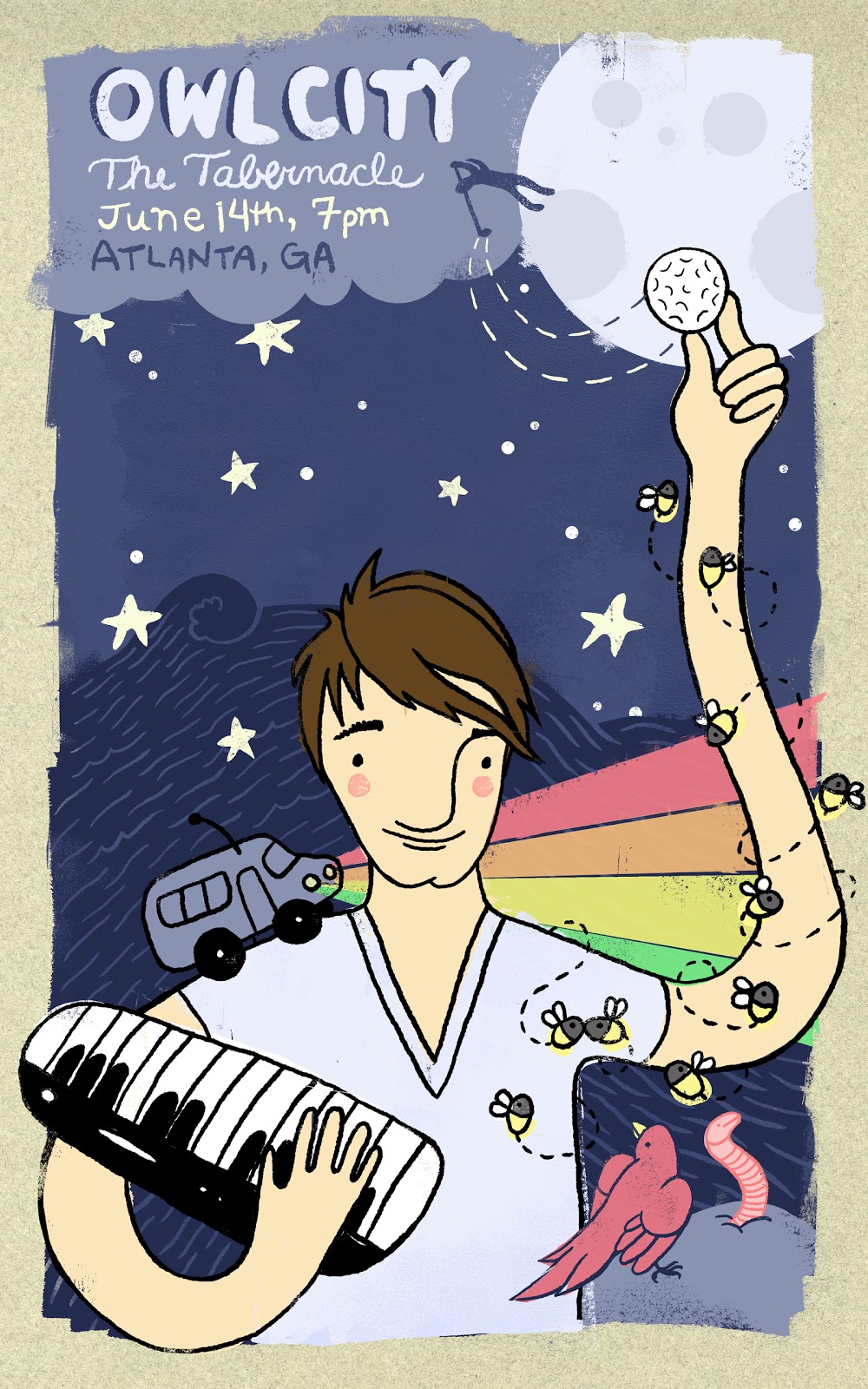 Heather Lund Illustration Owl City Concert Poster