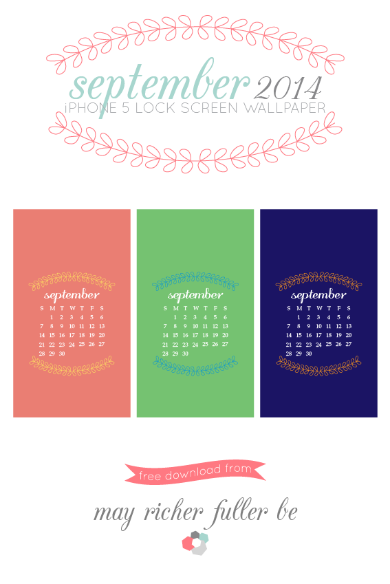 September iPhone Lock Screen Calendar {Playful Vines}