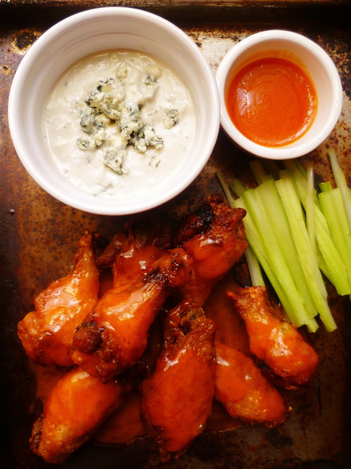 Marmaduke Scarlet buffalo wings with blue cheese dip