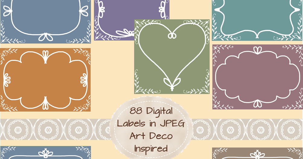 Digital Labels Art Deco Style in JPEG Available on Etsy & Dawanda