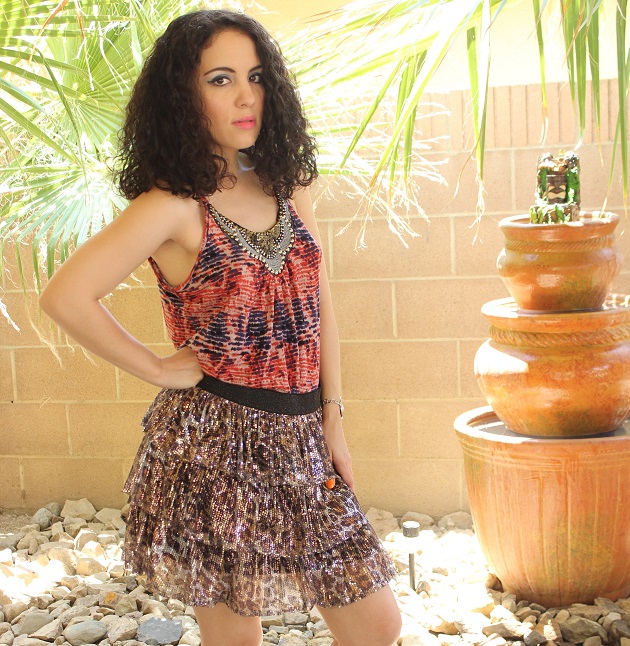 Libertad Green Leopard Sequin Skirt