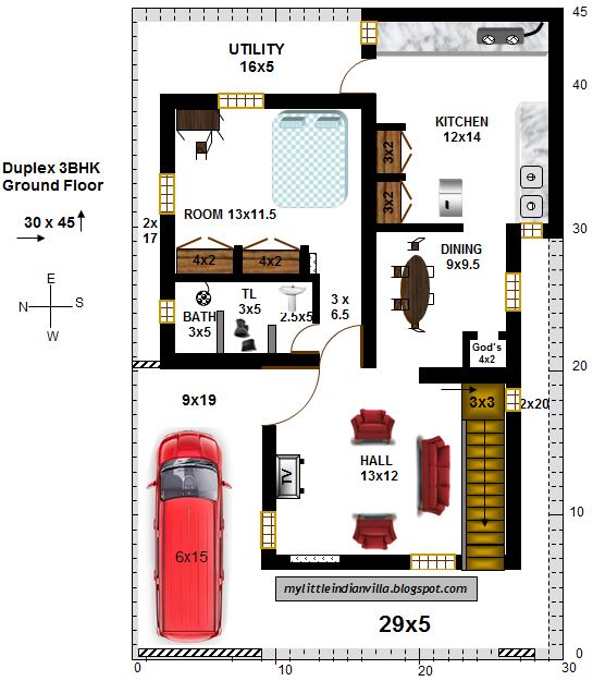 My Little Indian Villa 3 Duplex House 3bhk 30x45 West