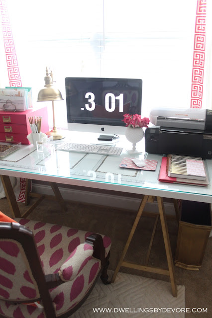 glam IKEA desk hack with trestle legs