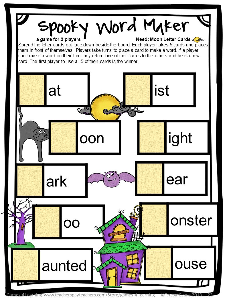 Fun Games 4 Learning Halloween Literacy Freebies
