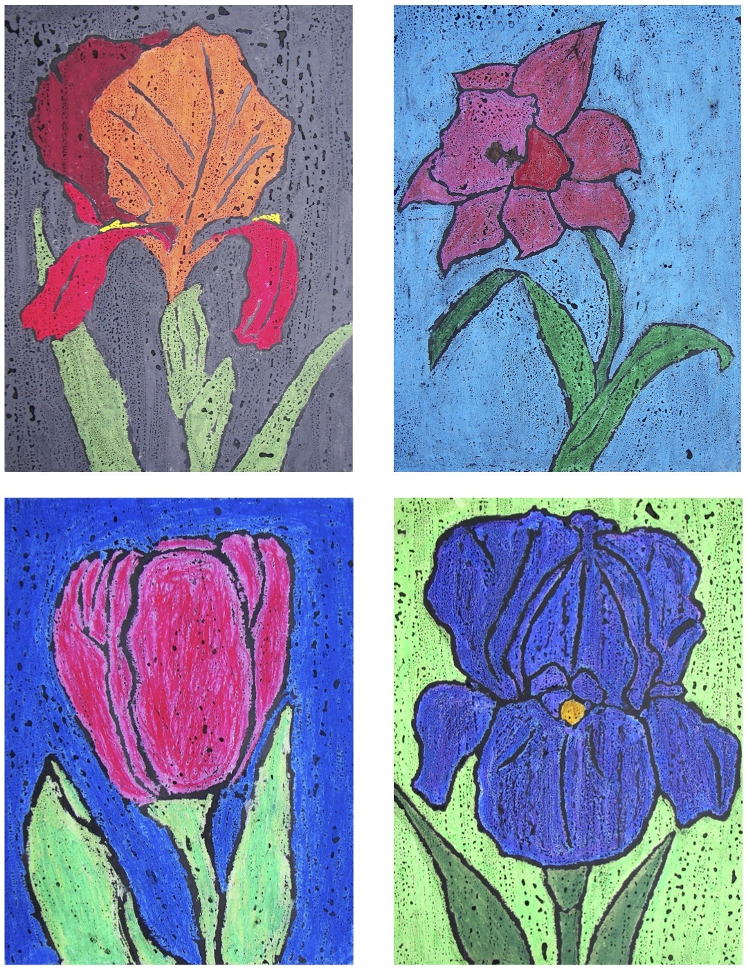 The Rolling Artroom Floral Oil Pastel Resist (7th12th General Art)