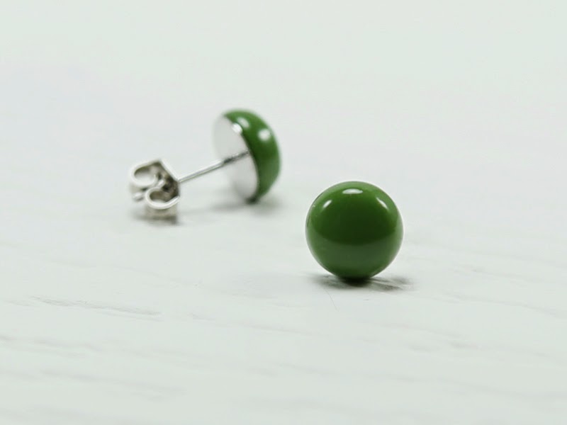 Moonstars Team Olive Green Stud Earrings 8mm