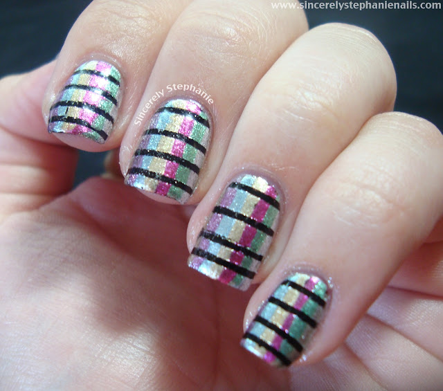 horizontal and vertical lines nail art