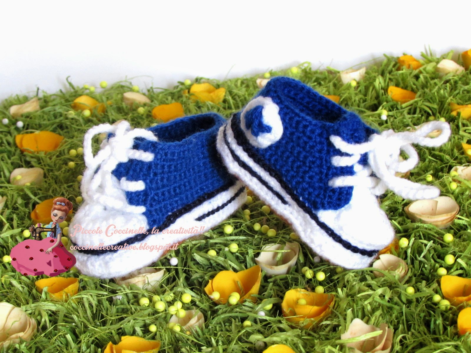 Piccole coccinelle, la creatività !! : Scarpe uncinetto, crochet, stile Converse!! ( lana )