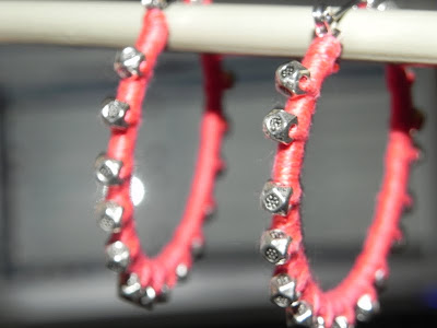 studded floss wrapped embroidery diy earrings
