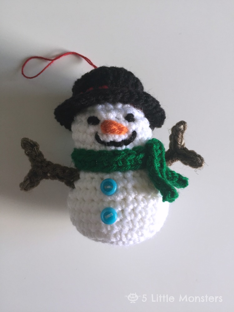 5 little monsters crocheted snowman ornament christmas ornaments crocheted