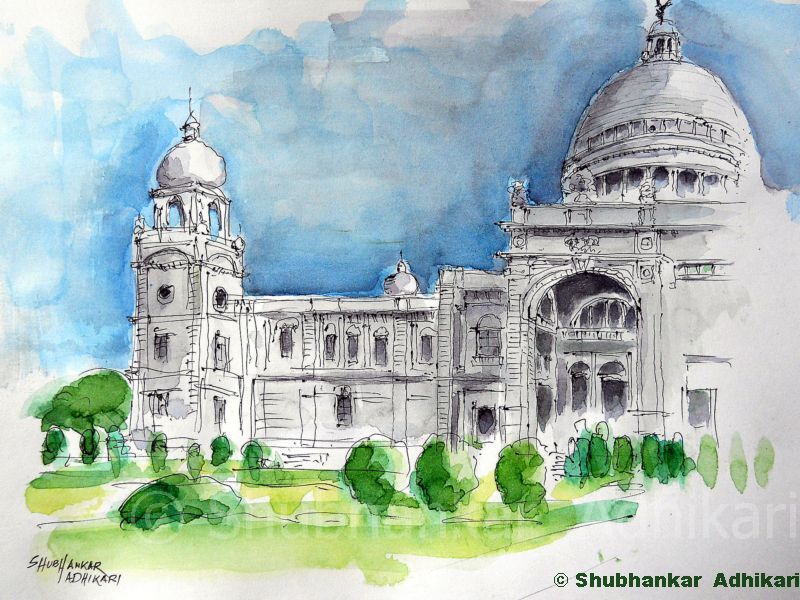 Shubhankar Adhikari Fine Art Kolkata Cityscape Victoria Memorial Hall
