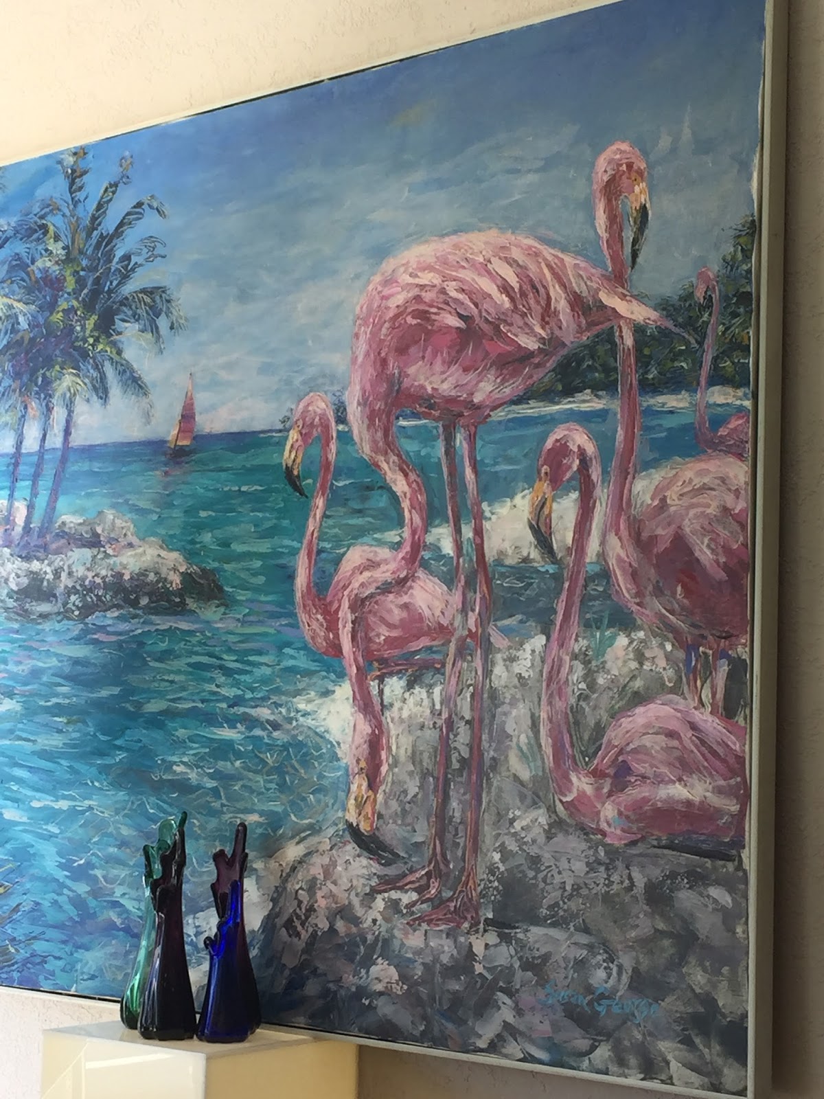 Mid Century Modern Miami Vintage Furniture Store Art Deco Wall Art Miami Inspired Large Painting