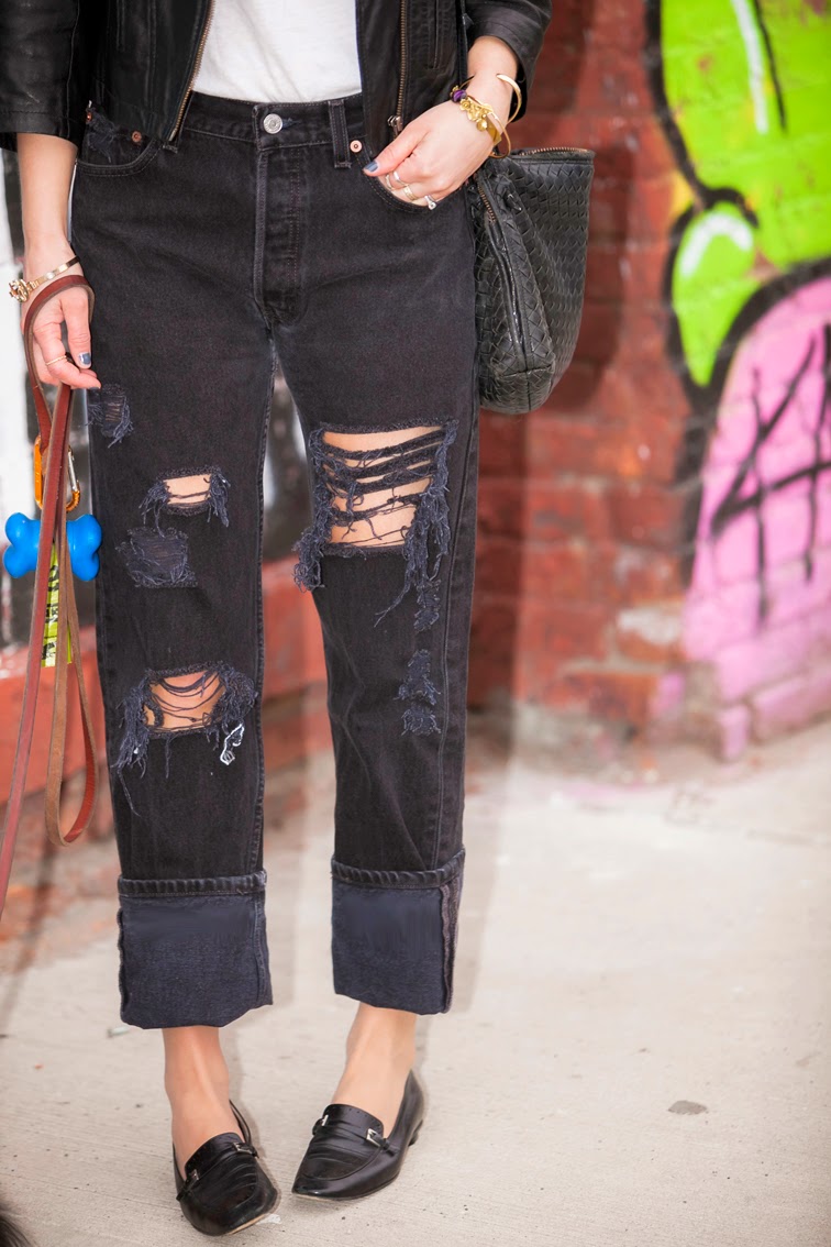 Rings & Ting gold elephant cuff, Refind Denim distressed boyfriend jeans, Chanel loafers, cuffed denim, Bottega Veneta intrecciato crossbody bag Rings & Ting gold elephant cuff, Refind Denim distressed boyfriend jeans, Chanel loafers, cuffed denim, Bottega Veneta intrecciato crossbody bag