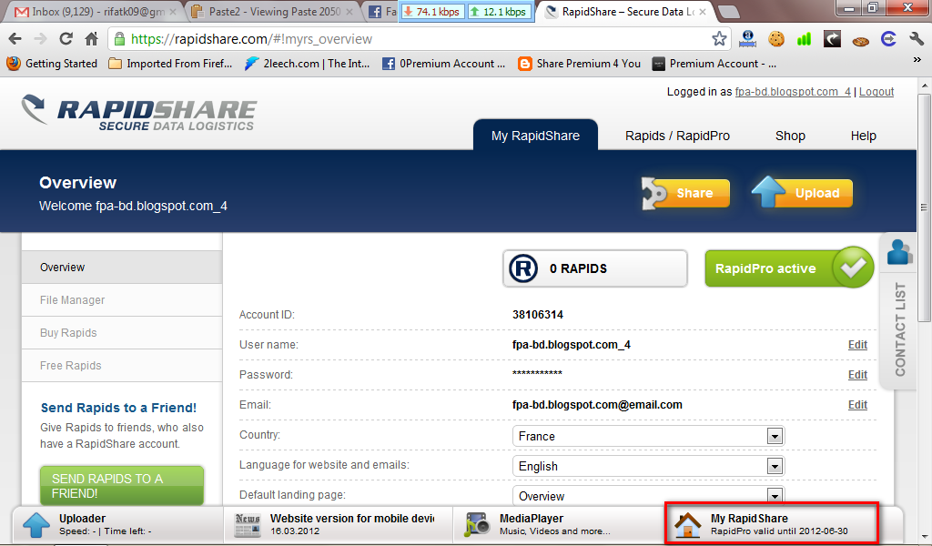 Username And Password Rapidshare Premium Account 2012 Dodge