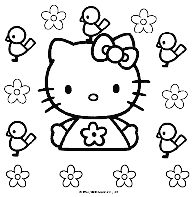 hello kitty coloring pages flower