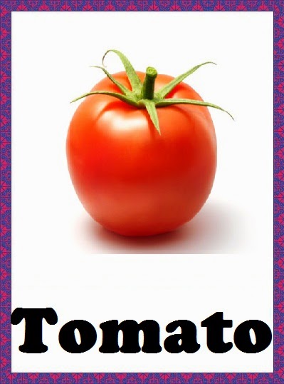 Kindergarten Worksheets: Vegetables Flashcards - Tomato