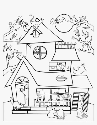 Halloween Haunted House Coloring Pages
