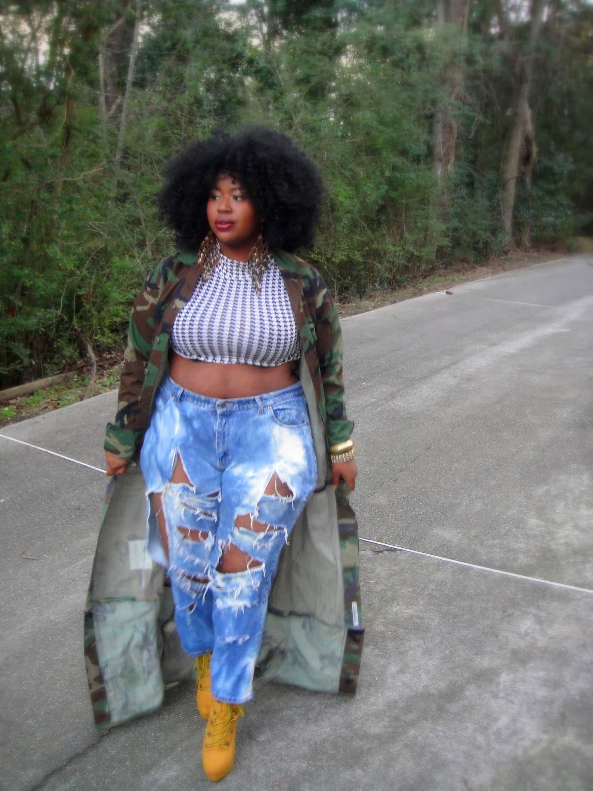 army fatigue crop top