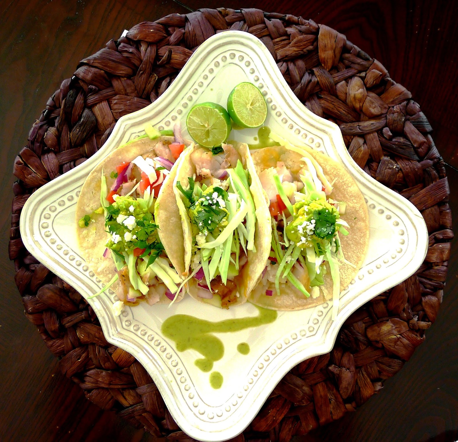 R.A.W. Rockfish Tacos with a Green Chili Cream Sauce