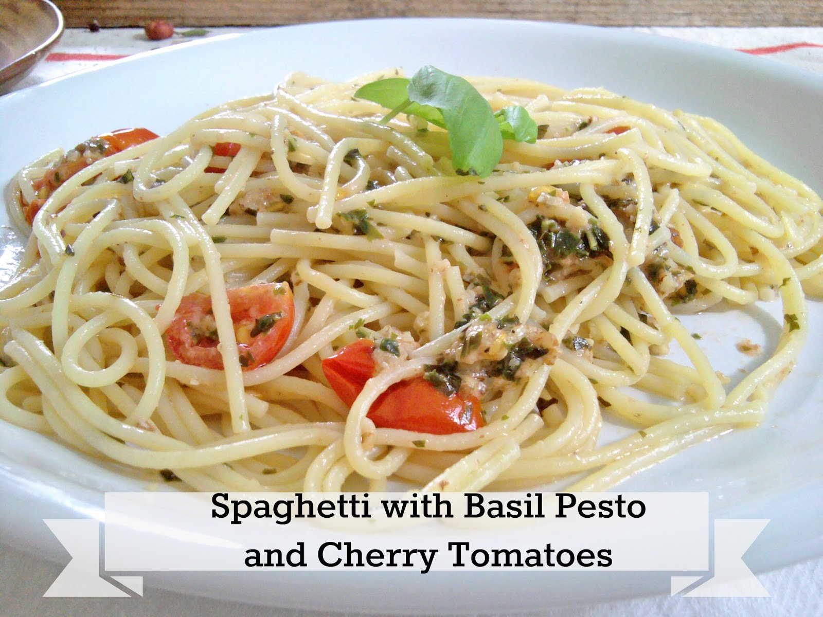 Creating Vintage Charm Recipe Spaghetti with Basil Pesto and Cherry