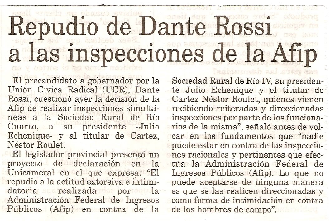Dante Rossi: Diario Puntal de Río Cuarto Dante Rossi: Diario Puntal de Río Cuarto