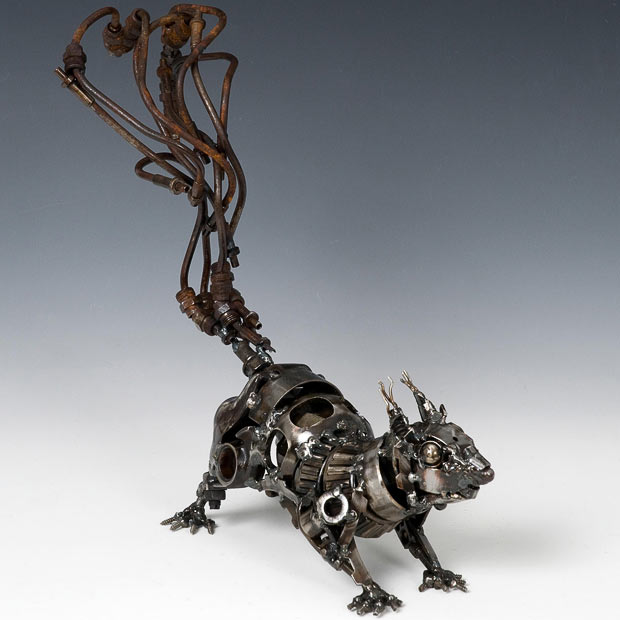 James Corbett uses remnants of cars from the '50s and '60s into Sculptures.