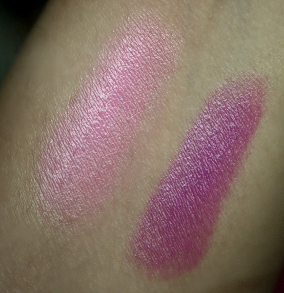 L'oreal Color Caresse Luminous Lipstick in Cotton Pink and Violet Chiffon Swatches L'oreal Color Caresse Luminous Lipstick in Cotton Pink and Violet Chiffon Swatches