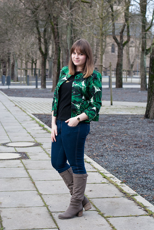 zara jungle tropical print blazer green