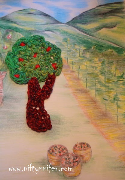 Free Crochet Pattern ~Apple Tree Motif http://www.niftynnifer.com/2014/10/free-crochet-pattern-apple-tree-motif.html