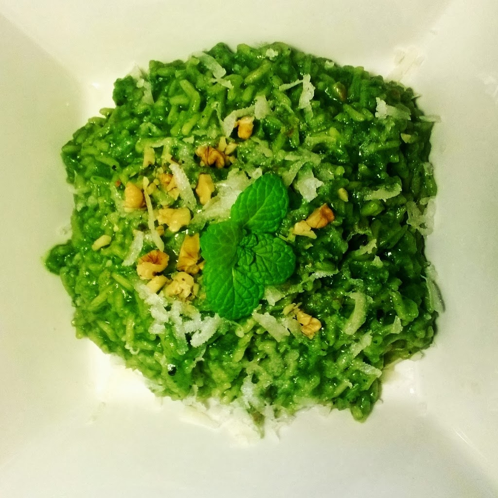 Risotto Verde Con Espinacas, Perejil Y Menta