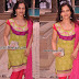 Bollywood Celebrity in Green and Pink Designer Salwar Kameez