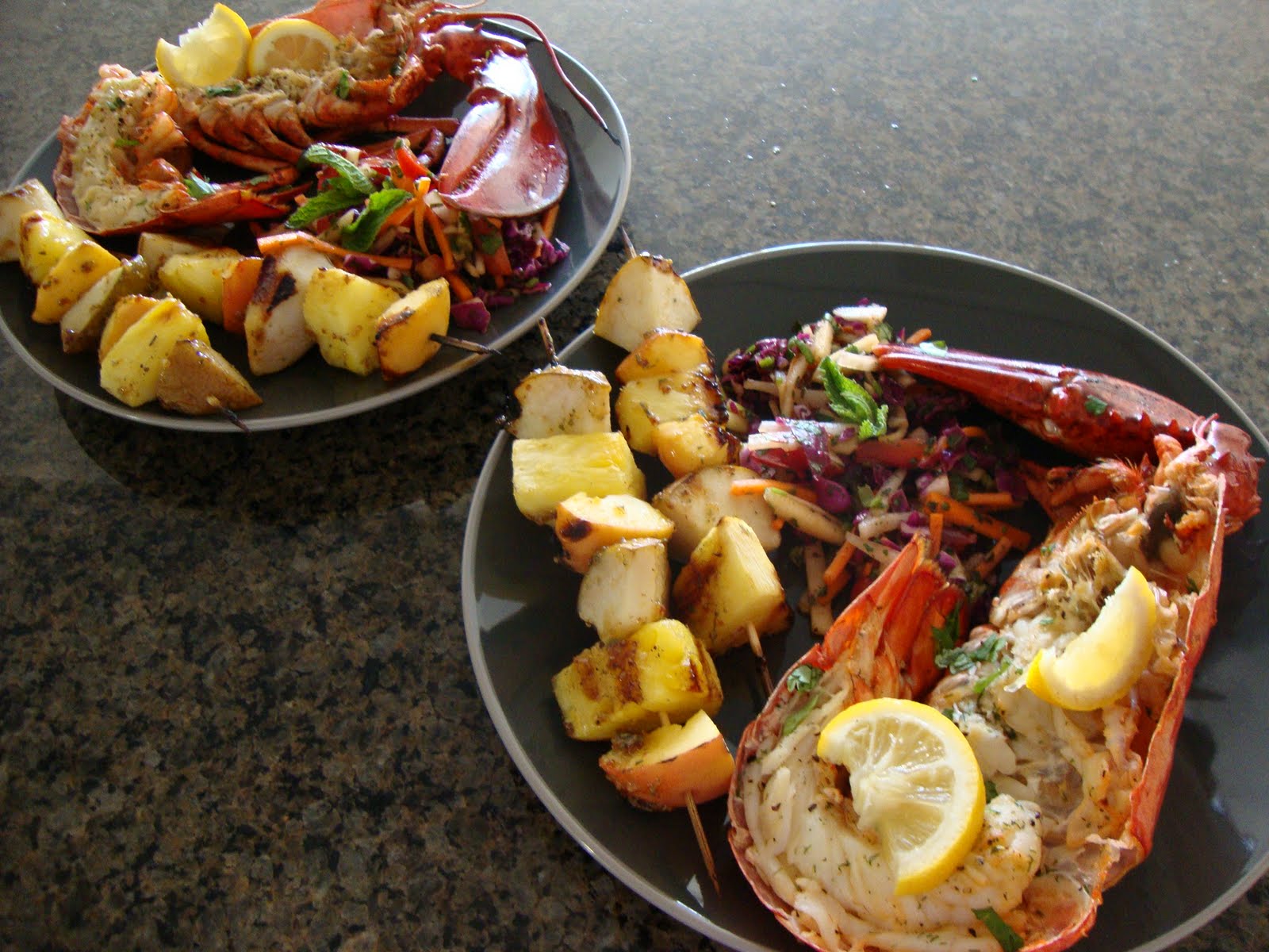 Tracy's Tuesday Dinners Grilled Lobster, Grilled Fruit Kebabs with