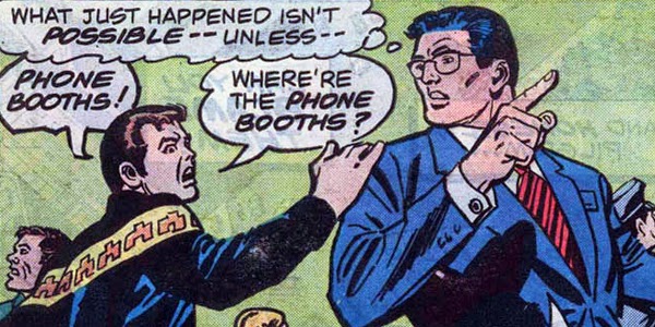Viñeta clásica del especial Superman / Spider-man donde se cruzan Clark Kent y Peter Parker Viñeta clásica del especial Superman / Spider-man donde se cruzan Clark Kent y Peter Parker