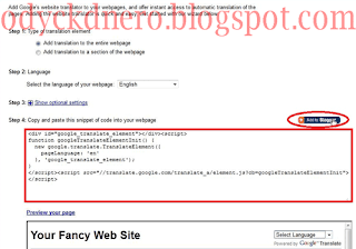 Memasang Widget Google Translate