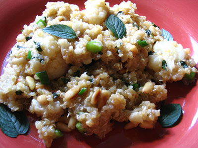 Minted Tamari Quinoa and Cauliflower with Pine Nuts